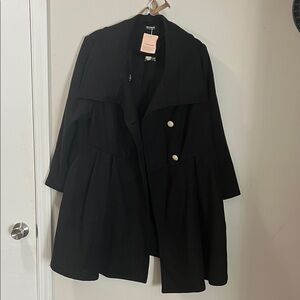 BloomChic Elegant Black Trench Coat